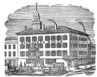 The Milwaukee House, a Juneau-Martin project, was the finest hotel in frontier Milwaukee. It stood on the corner of Broadway and Wisconsin Avenue